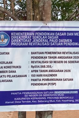 SD Negeri 06  Desa Temdak Kepahiang Terima Bantuan Rehabilitasi Lima Ruang Kelas